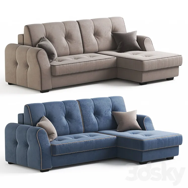 Corner sofa bed Oscar from Hoff. Beige and blue upholstery options. 3DS Max