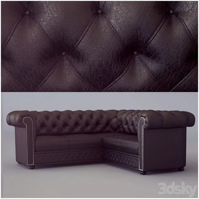 Corner sofa Chesterfield Classic Corner Suite Antique Brown 3dsMax Model