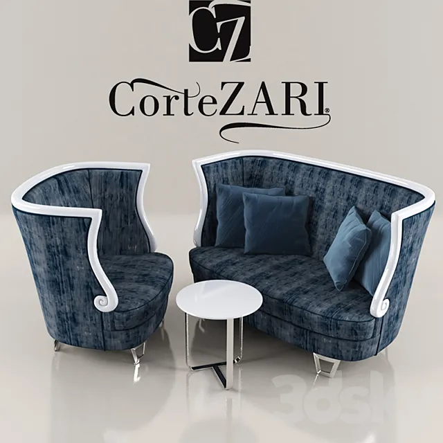 Corte Zari GAUDI sofa armchair and table 3ds Max