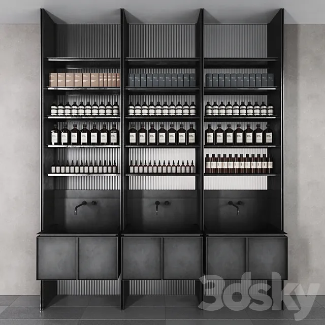 Cosmetic set glass and metal shelving 3DS Max Model