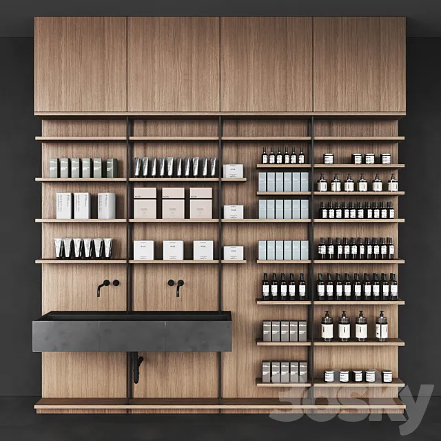 Cosmetic set wooden shelving 3DS Max Model