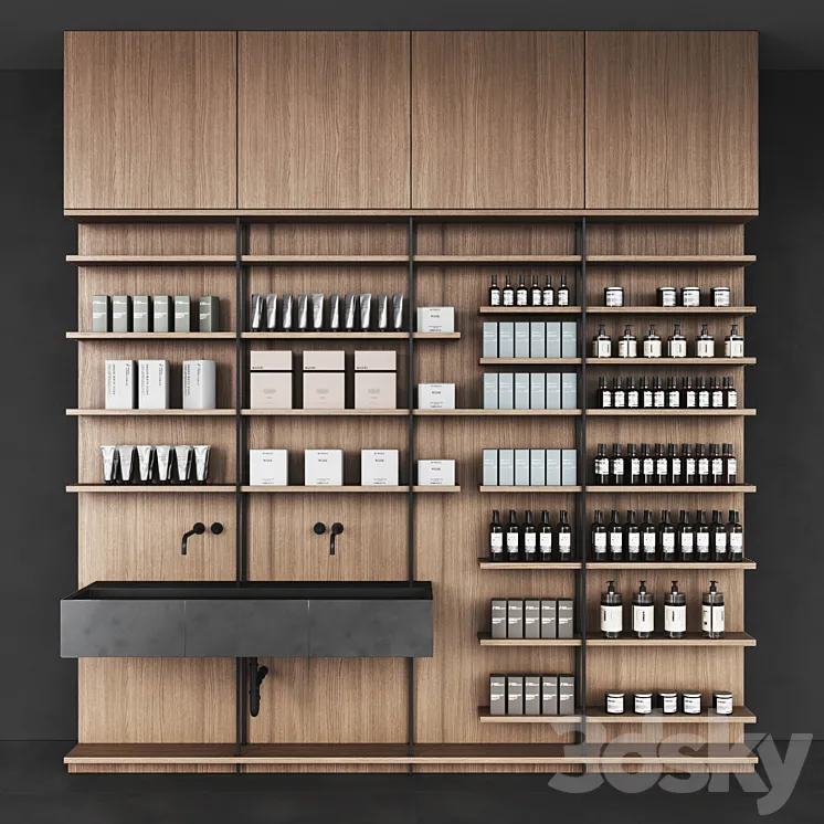 Cosmetic set wooden shelving 3DS Max