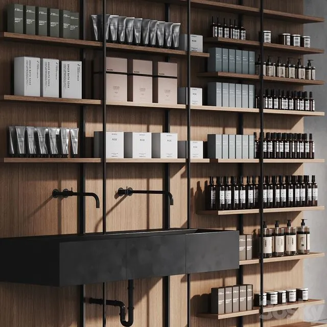 Cosmetic set wooden shelving 3dsMax Model