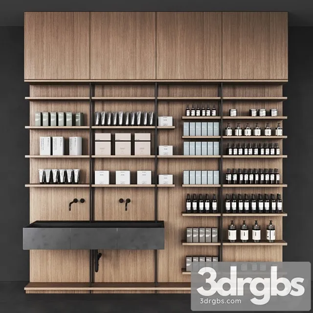 Cosmetic set wooden shelving