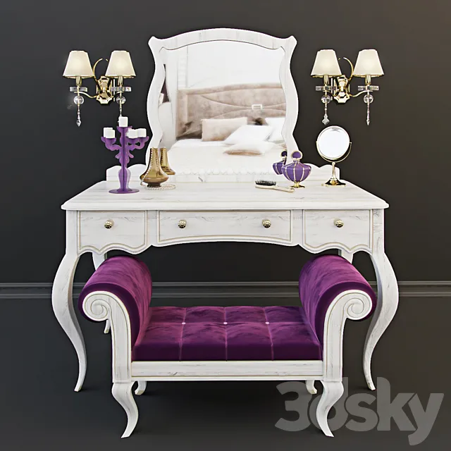 Cosmetic table with decor 3ds Max