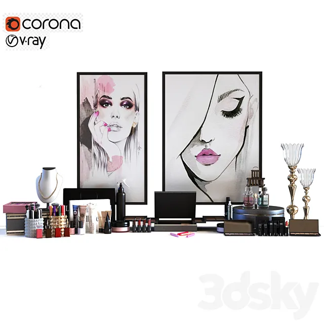 Cosmetics set 017 3ds Max