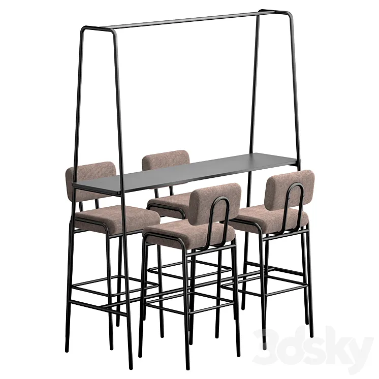 Cosmo Bar Stool and Table 2 3DS Max
