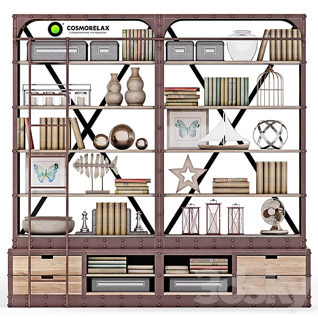 Cosmorelax \ Shelving shelves (VT10967-01) + Decorative set LOFT 3ds Max