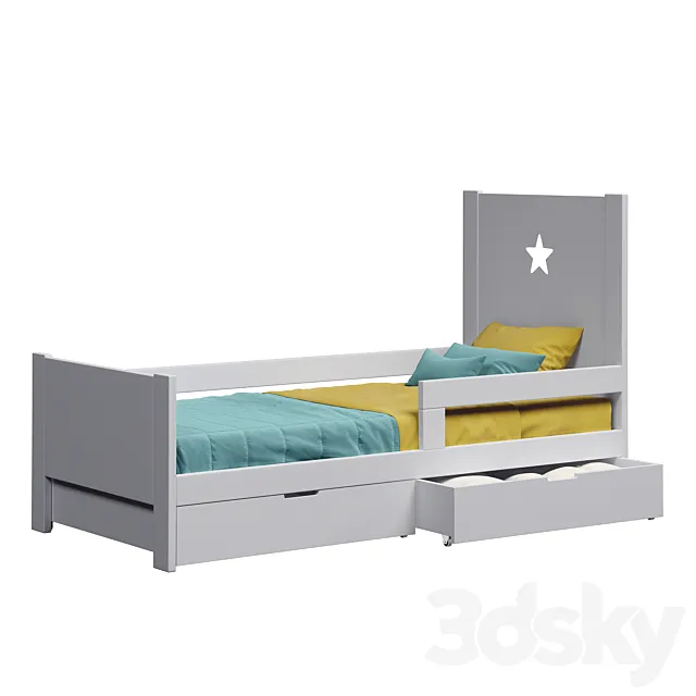 Cot with drawers for storage Dream House Kids 3DS Max Model