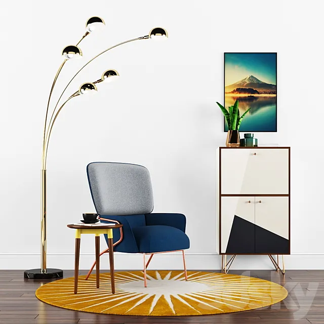 Cotton armchair Missana design. Senk Floor Lamp Brass 3DSMax File