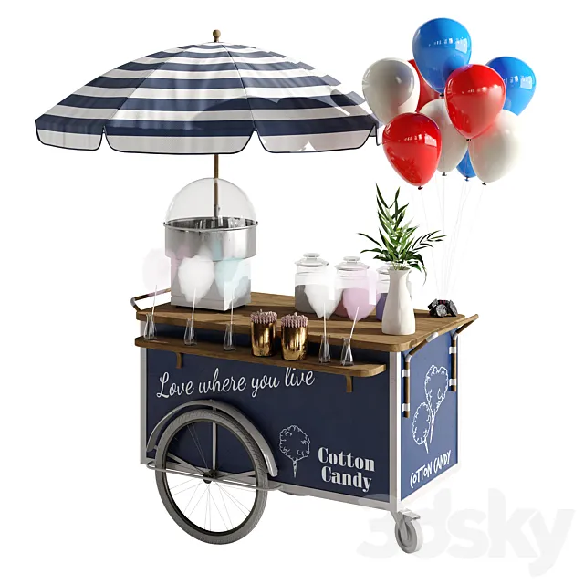 Cotton candy cart 3DS Max Model