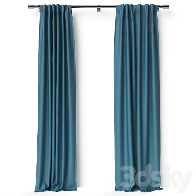 Cotton Lustre Velvet Curtain Regal Blue 3DSMax File