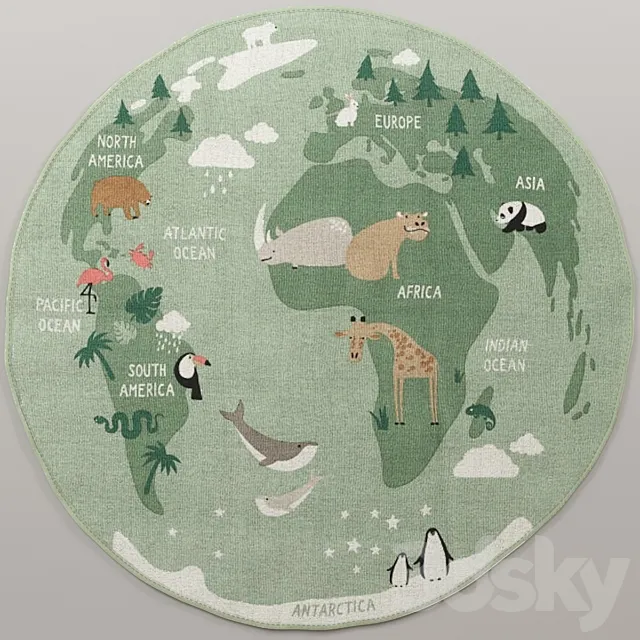 Cotton Mat World Map HM Home 3ds Max