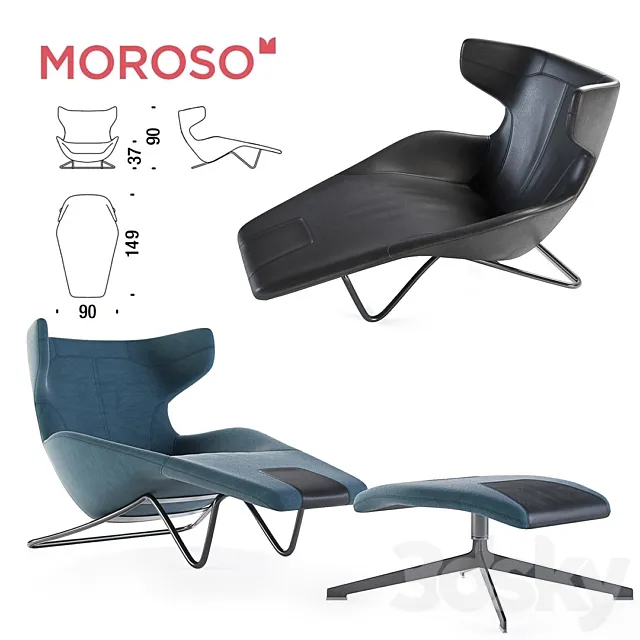 Couch Moroso take a line for a walk chaise longue 3ds Max