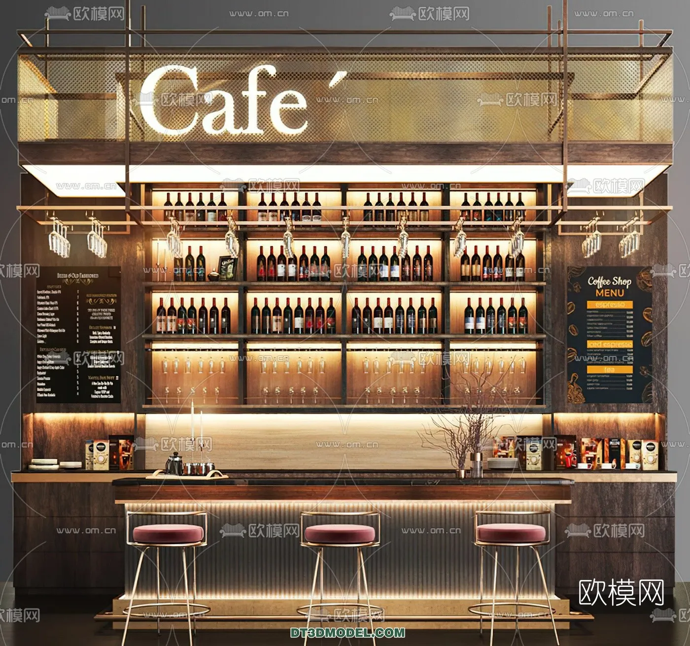 Counter – Bar – Interior Design 3D Model – 001