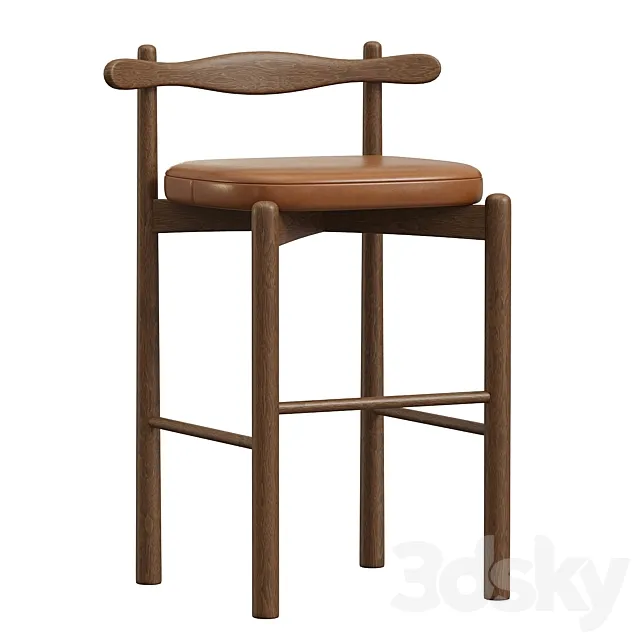 Counter Stool UCA Dark Brown Wood 3ds Max