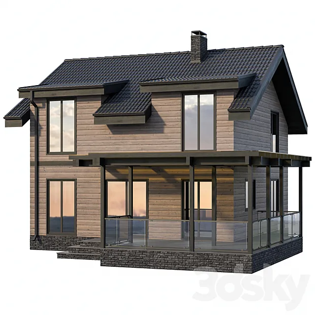 Country cottage with terrace 3ds Max