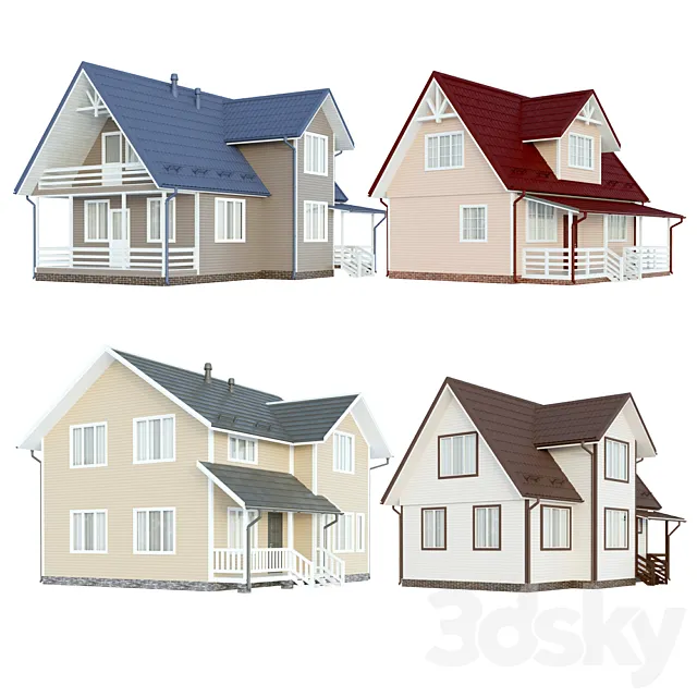 Country houses. 4 3DS Max Model