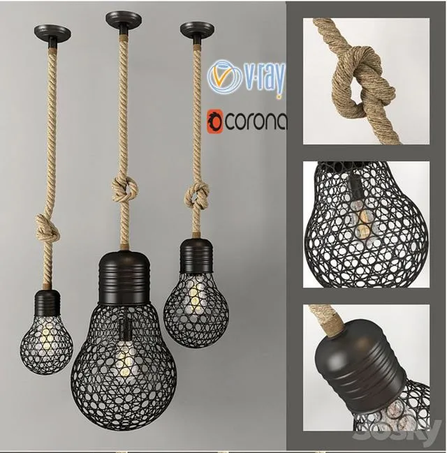 Country Loft pendant lamp set 3dsMax Model