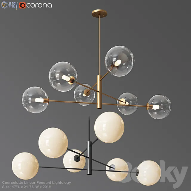 Courcelette Linear Pendant Lightology 3ds Max