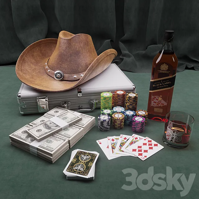 Cowboy Poker Set 3ds Max