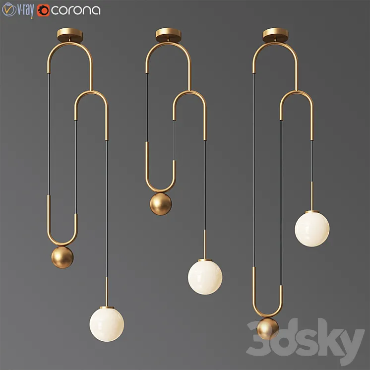 Cradle brass pulley pendant light 3DS Max