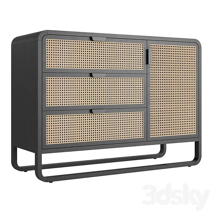 Crate and Barrel Anaise Cane 3 Drawer Chest 3DS Max Model