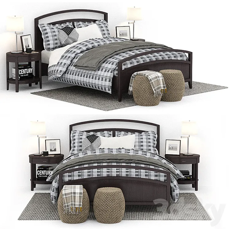 crate and barrel Arch Charcoal Queen Bed 3DS Max