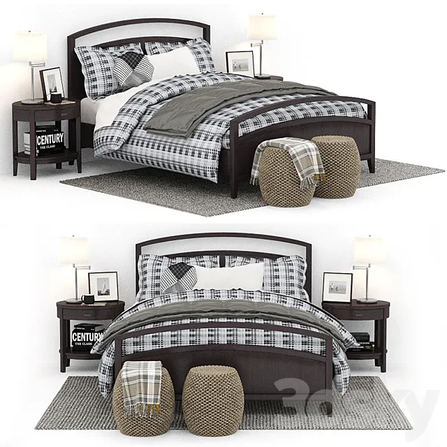 crate and barrel Arch Charcoal Queen Bed 3DSMax File