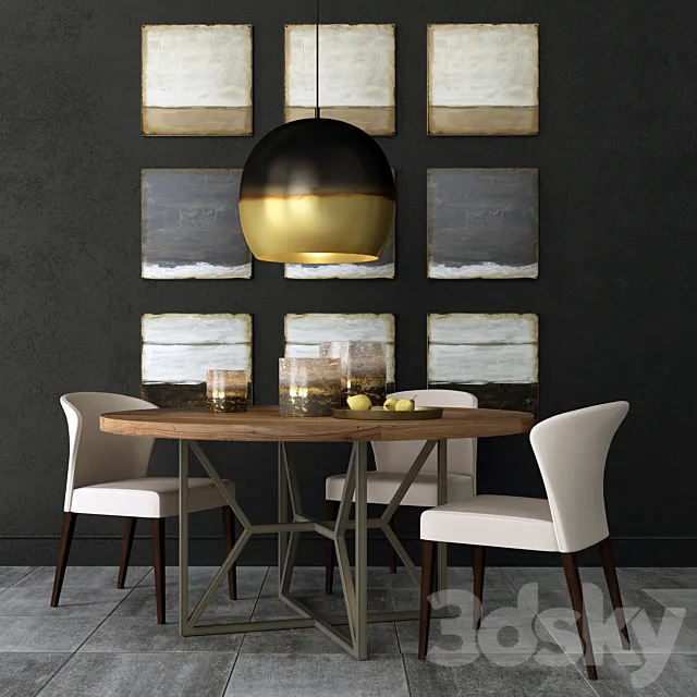 Crate and Barrel dining group 3ds Max