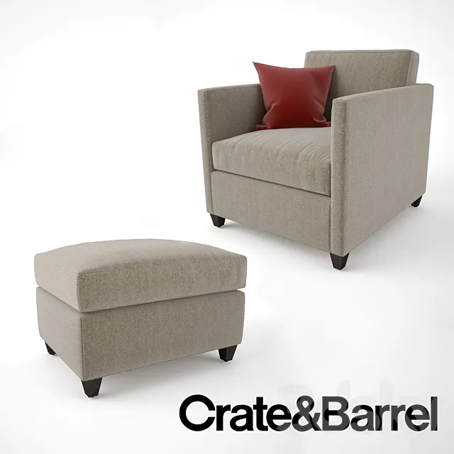 Crate and Barrel Dryden Chair and Ottoman 3ds Max