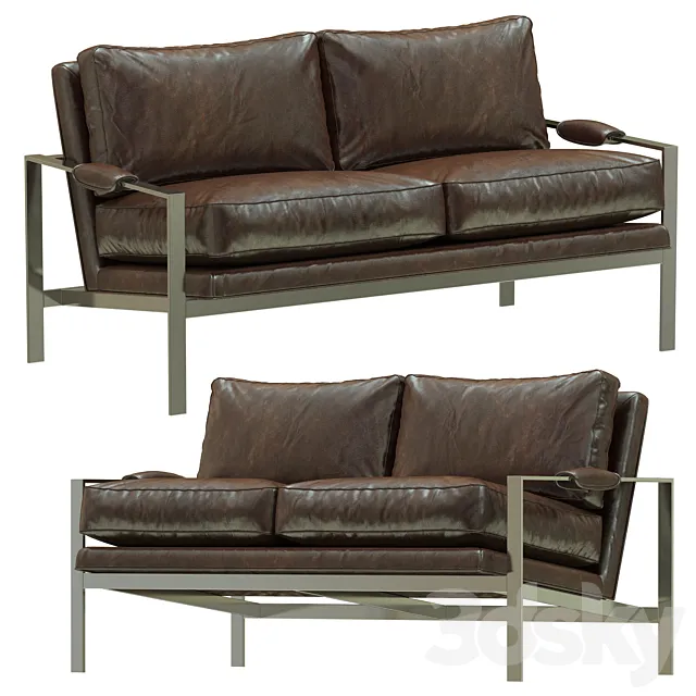 Crate and Barrel Milo Baughman Leather Settee 3ds Max
