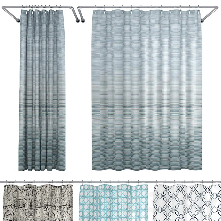 Crate and Barrel Shower Curtain collection 1 3DS Max
