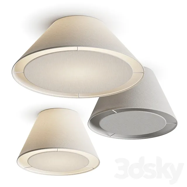 Crate and Barrel White Tapered Linen Ceiling Lamps 3DS Max Model