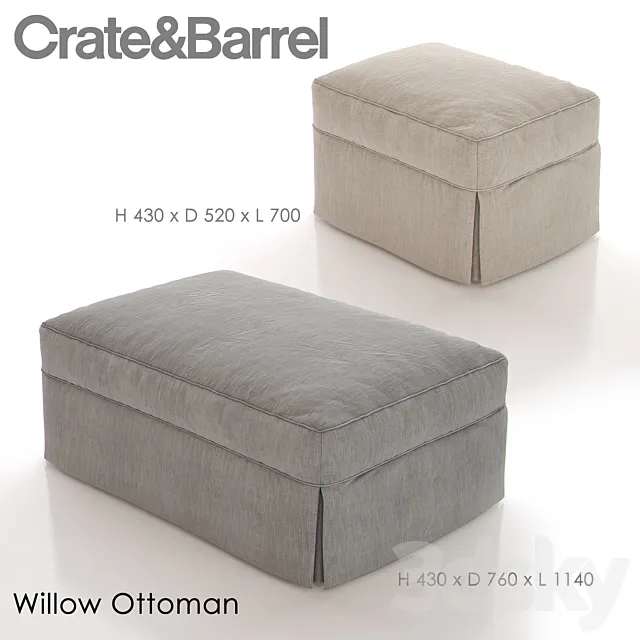 CRATE and BARREL WILLOW Ottoman 3DSMax File