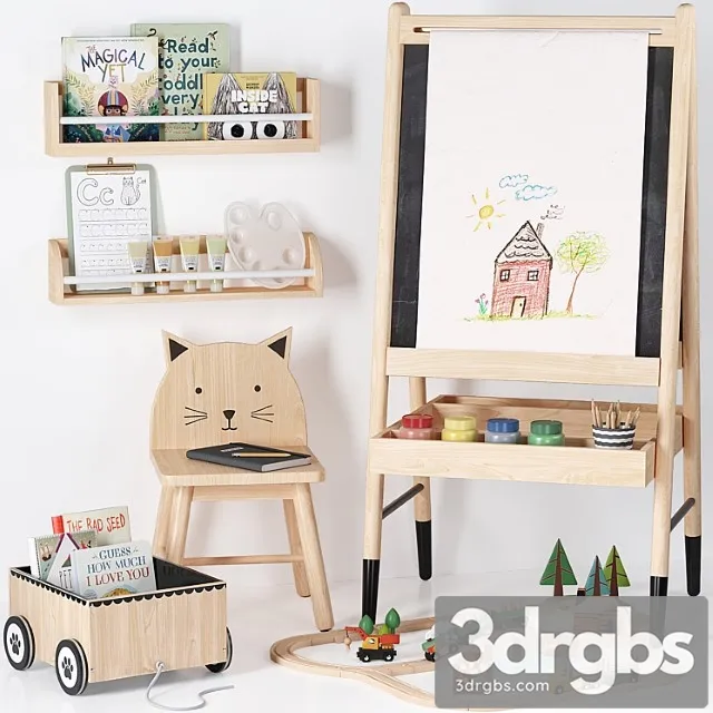 Crate and barrel wooden art easel toy and decor for kids