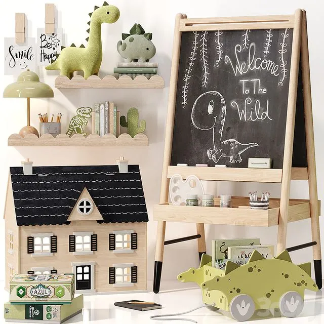 Crate and Barrel Wooden Easel  Dollhouse and Decor for Kids 02 3dsMax Model