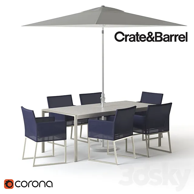 CRATE and BARREL_Dune Dining SET 3ds Max
