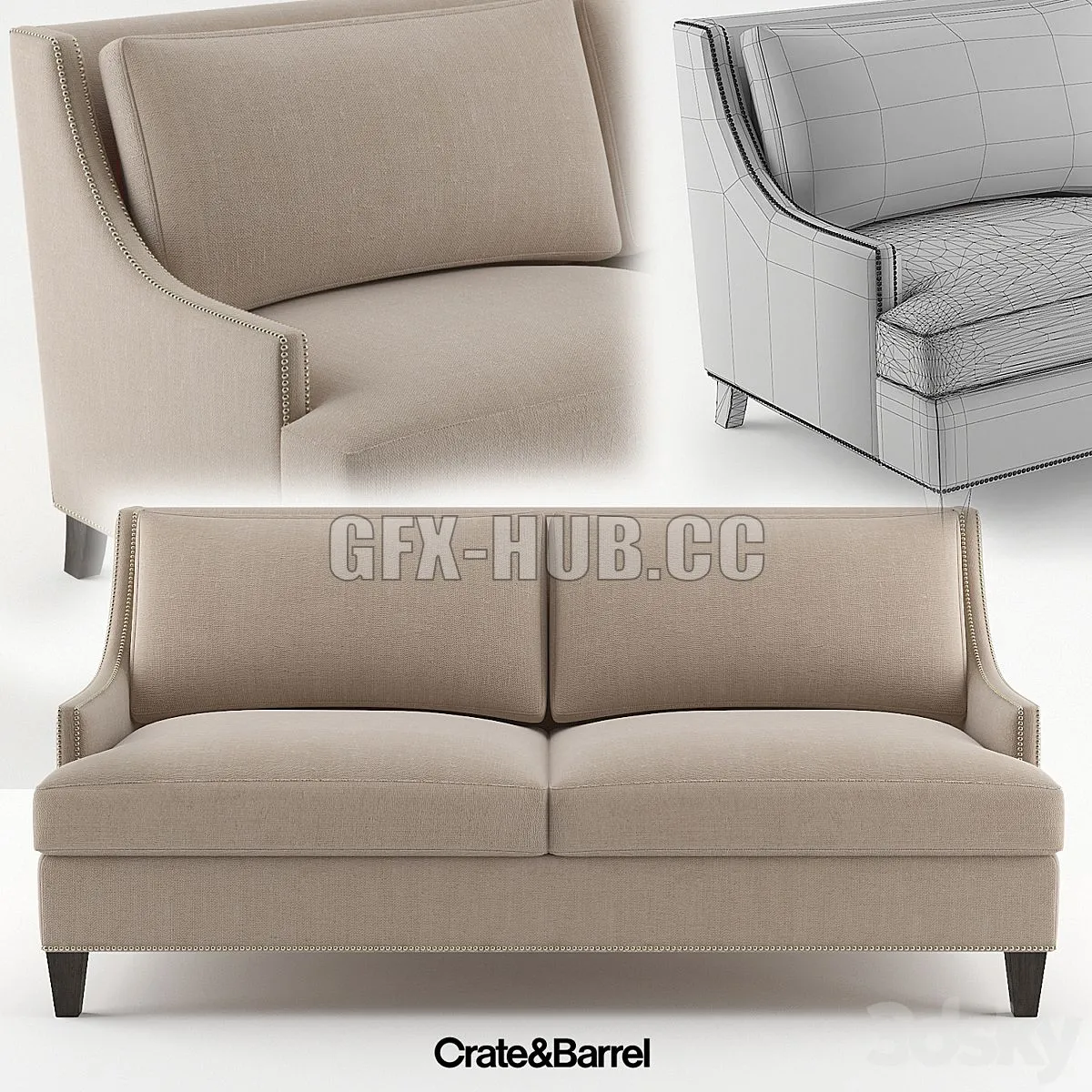 Crate & Barrel _ Barrimgton Sofa 3dsMax Model