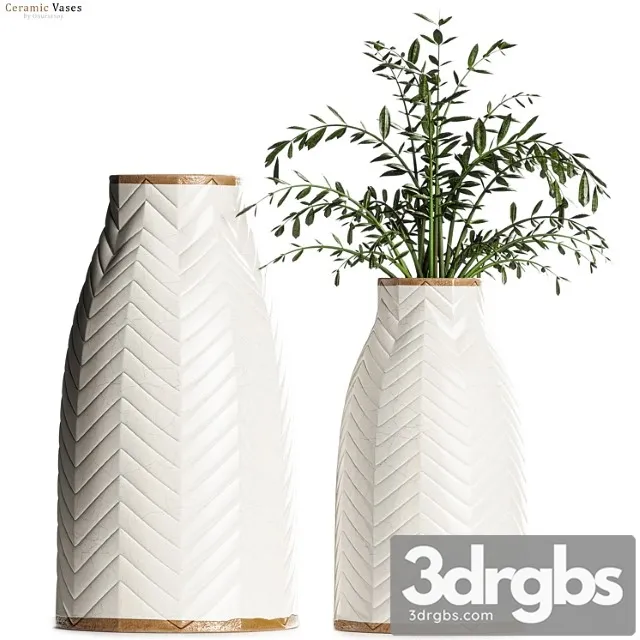 Crate Barrel Adra Vases With Plants 3dsmax Download