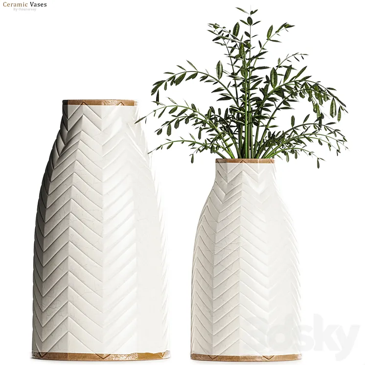 Crate & barrel – Adra Vases with Plants 3DS Max
