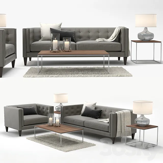 Crate & Barrel Aidan Sofa and Aidan Chair 3ds Max