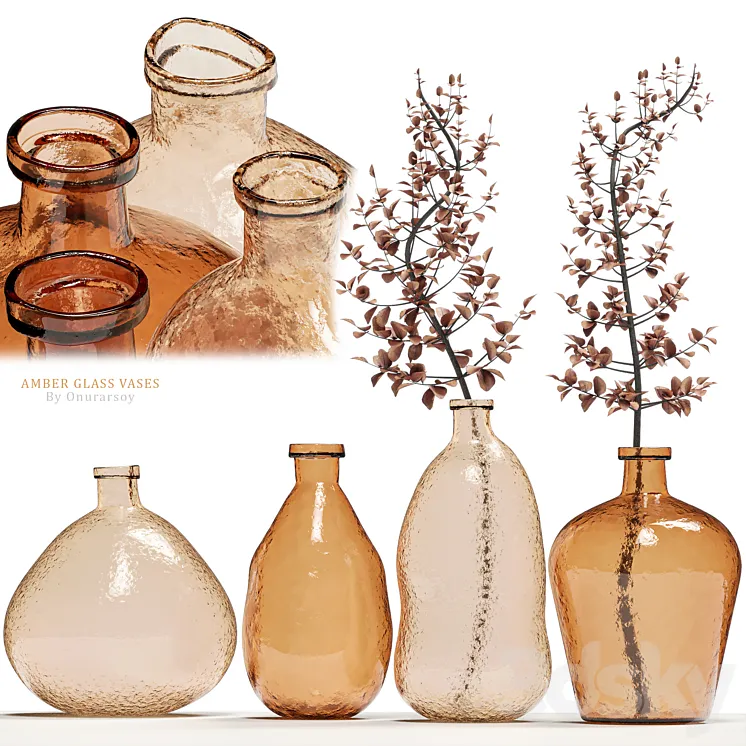 Crate & barrel – Amber Glass Vases 3DS Max Model