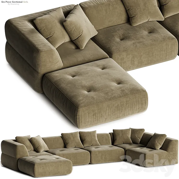 Crate & barrel – Angolare Six Piece Sectional Sofa 3DS Max Model