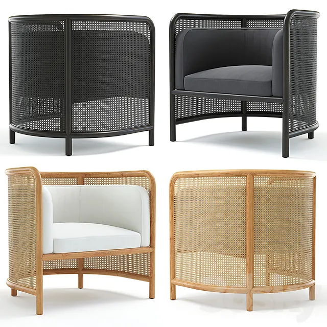 Crate & Barrel Fields Cane Back Accent chair 3DS Max Model