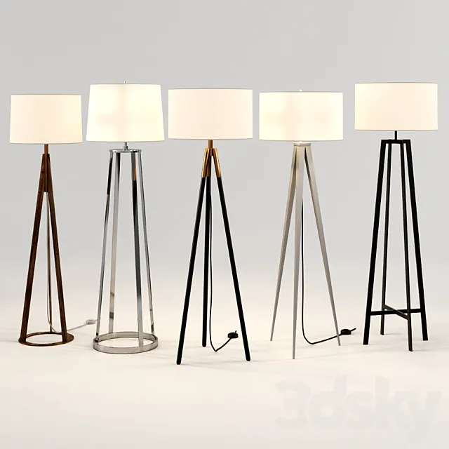 Crate & Barrel Floor Lamp Set 2 3ds Max