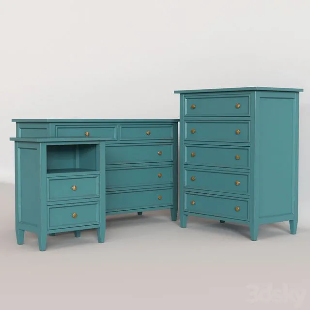 Crate Barrel Harbor Blue Chest Dresser Nightstand 3dsMax Model