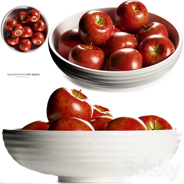 Crate & barrel – Holden Speckled Bowl with Apples 3DS Max Model
