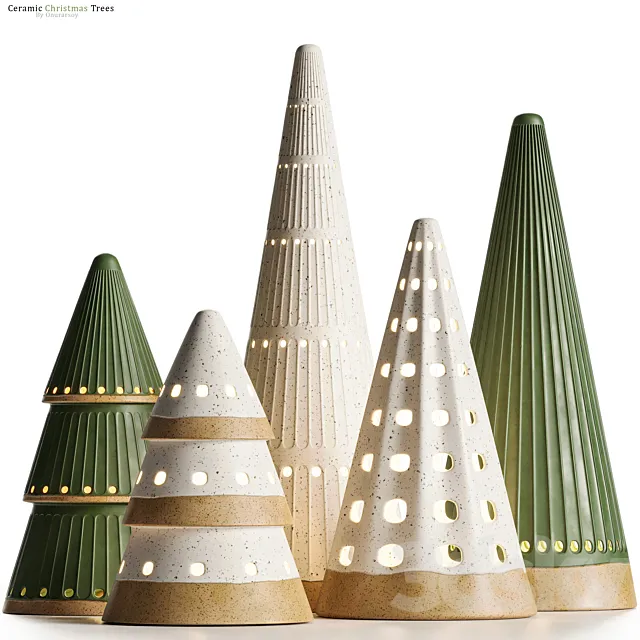 Crate & barrel – LED Ceramic Christmas Trees Decoration Set 3DSMax File