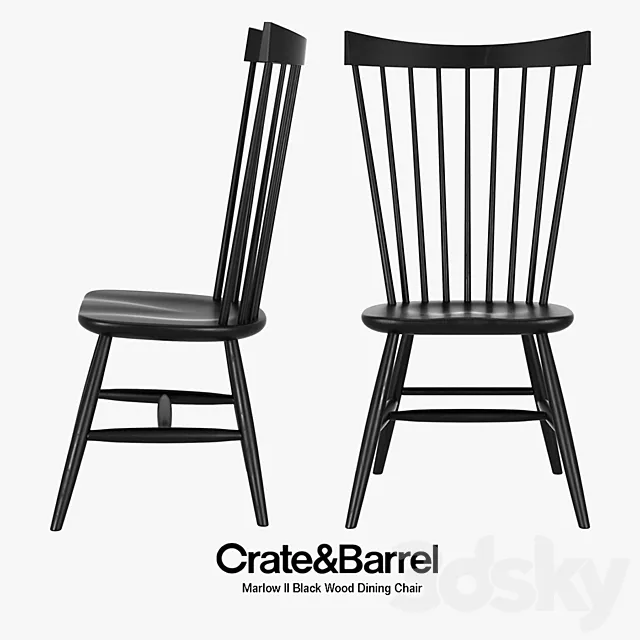 Crate & Barrel – Marlow II Black Wood Dining Chair 3DSMax File